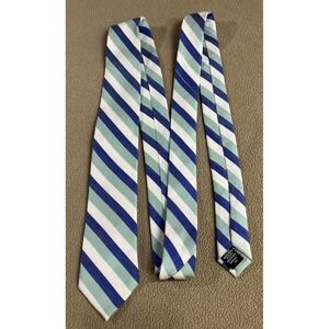 Wembley Green Blue White Striped Tie Men's Silk/Linen Blend Necktie 59.5" New